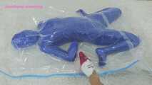 Xiaomeng in Blue Zentai Vacuum Packed and Swim Capped 1