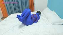 Xiaomeng in Blue Zentai Vacuum Packed and Swim Capped 12