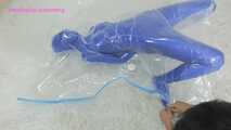 Xiaomeng in Blue Zentai Vacuum Packed and Swim Capped 5