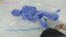 Xiaomeng in Blue Zentai Vacuum Packed and Swim Capped 6