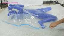 Xiaomeng in Blue Zentai Vacuum Packed and Swim Capped 7