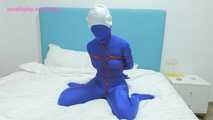 Xiaomeng in Blue Zentai Vacuum Packed and Swim Capped 8