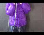Get an Archive Video with Mara enjoying a shower with her shiny nylon downjacket 7