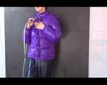 Get an Archive Video with Mara enjoying a shower with her shiny nylon downjacket 8