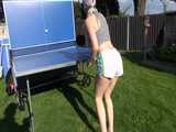 Watch Chloe enjoying the Summer in her shiny nylon Shorts 8